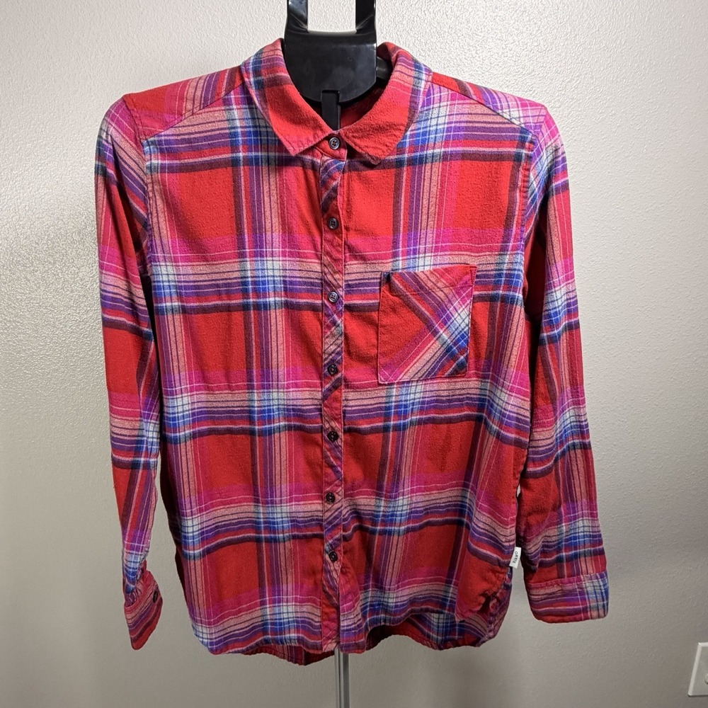 Orvis Long Sleeve Plaid Button Down Flannel Collared Shirt Women's Size L.